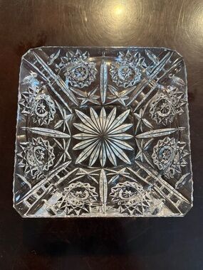 Vintage EAPG Cigar/Ashtray Star Of David Cut Design 6”